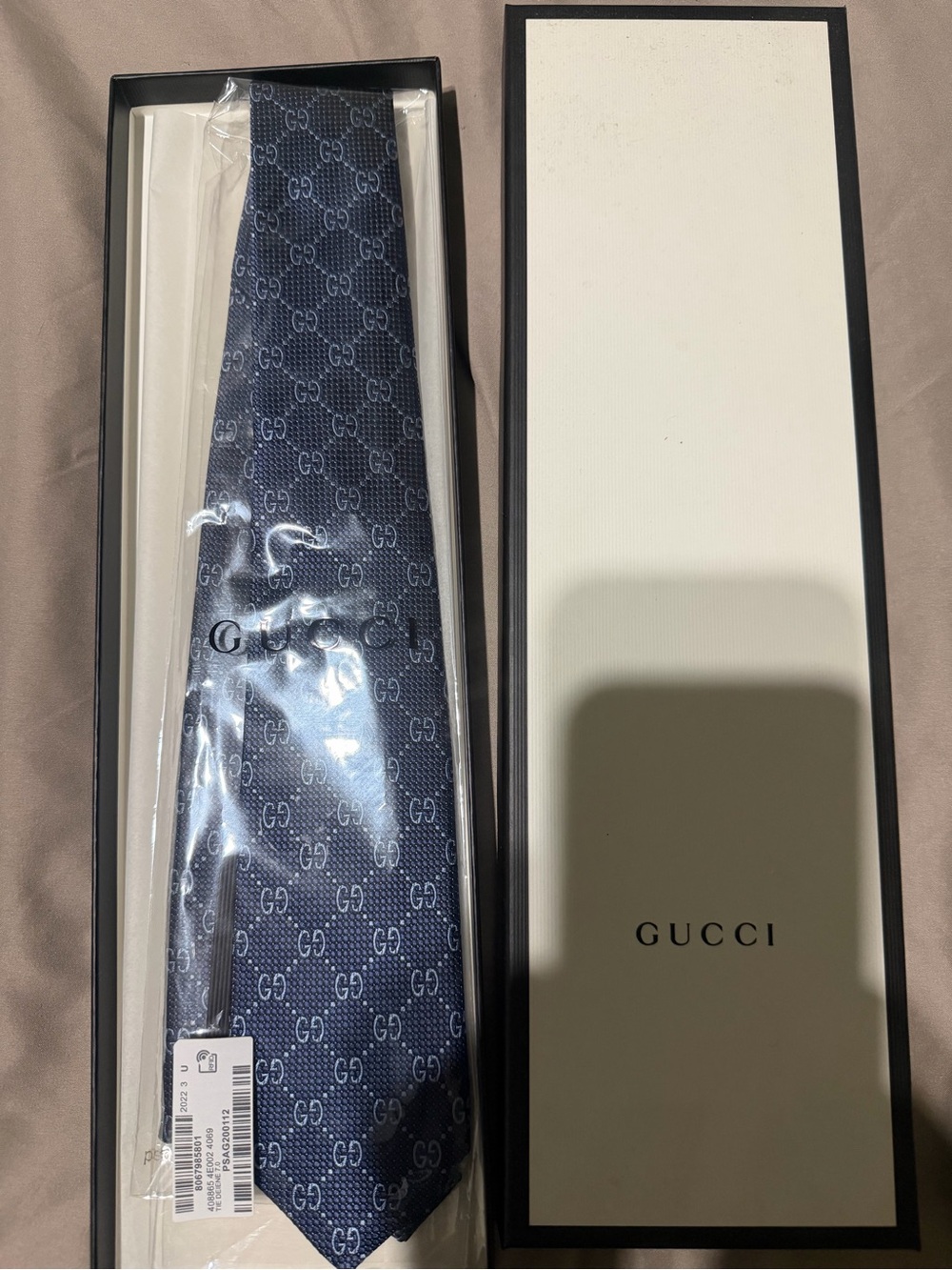 Gucci Dark Blue GG Monogram Silk Tie